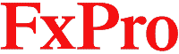 The image displays the "FxPro" logo in bold red letters on a light gray background.