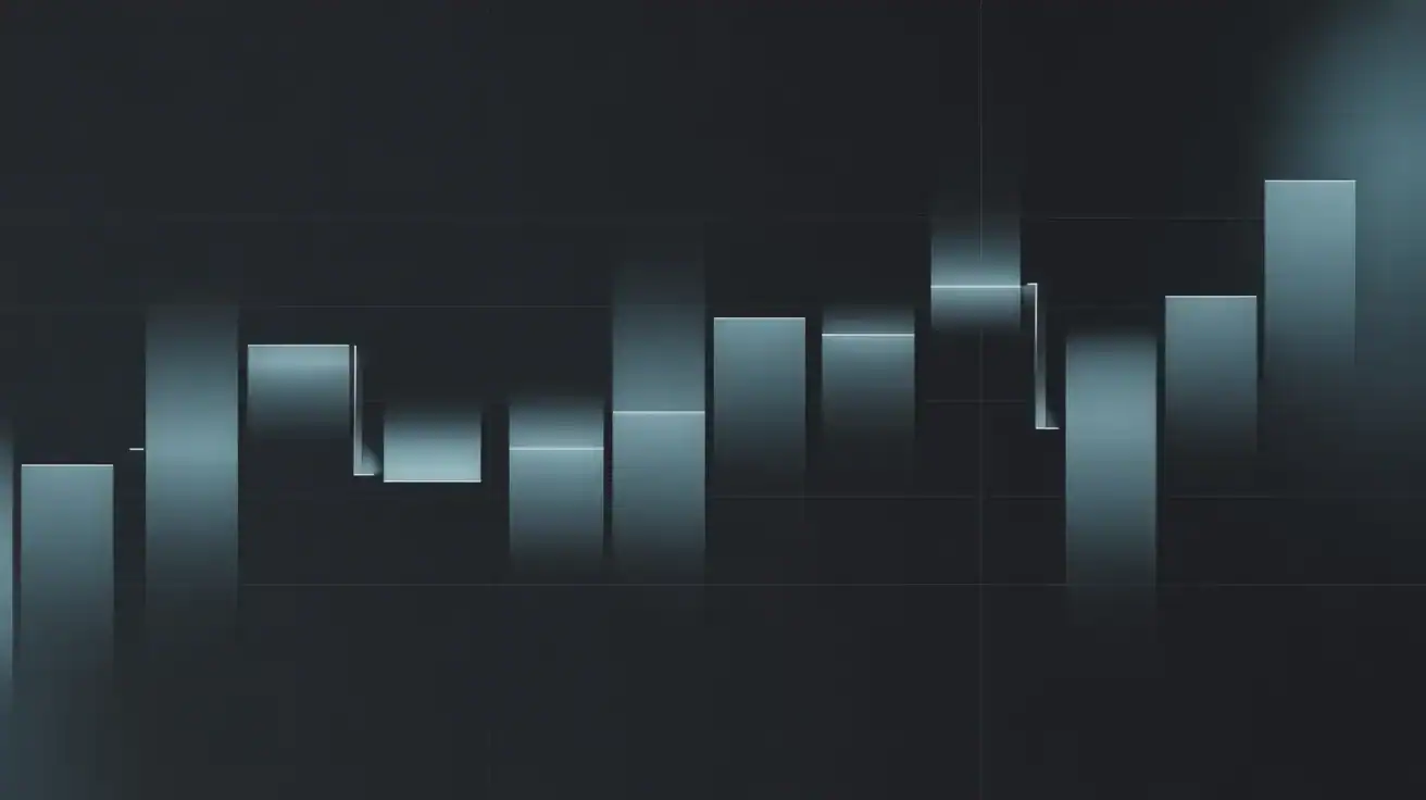 A digital, abstract bar graph with vertical bars of varying heights on a dark background, resembling a financial or statistical chart—perfect for illustrating combine indicators or trading indicators without overloading charts.