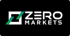 Zero Markets logo featuring stylized geometric shapes and bold white text on a black background, reflecting its reputation among top Forex Brokers.