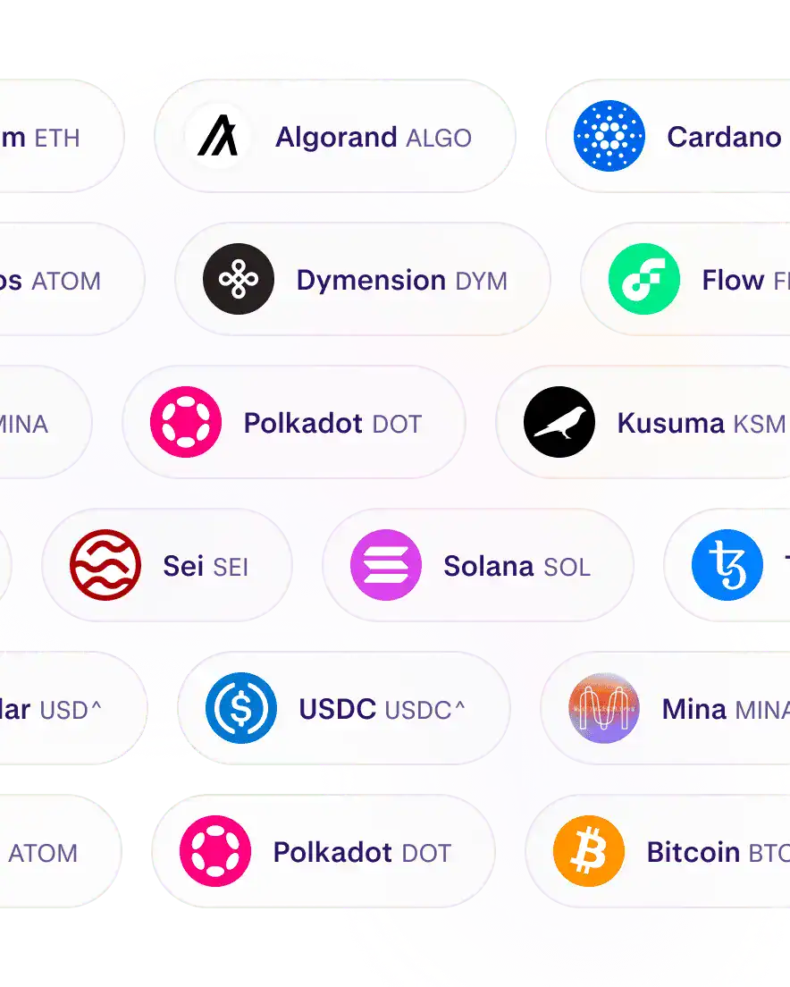 Logos and names of various cryptocurrencies and blockchain platforms, including Ethereum, Solana, USDC, and Bitcoin—essential crypto financial tools featured in popular trading guides.