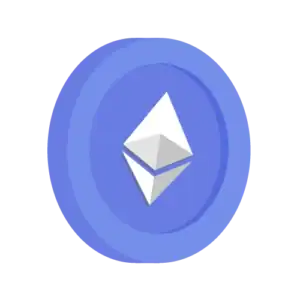 A blue coin featuring the white Ethereum logo in the center, shown on a plain white background—ideal for those learning how to buy Ethereum.